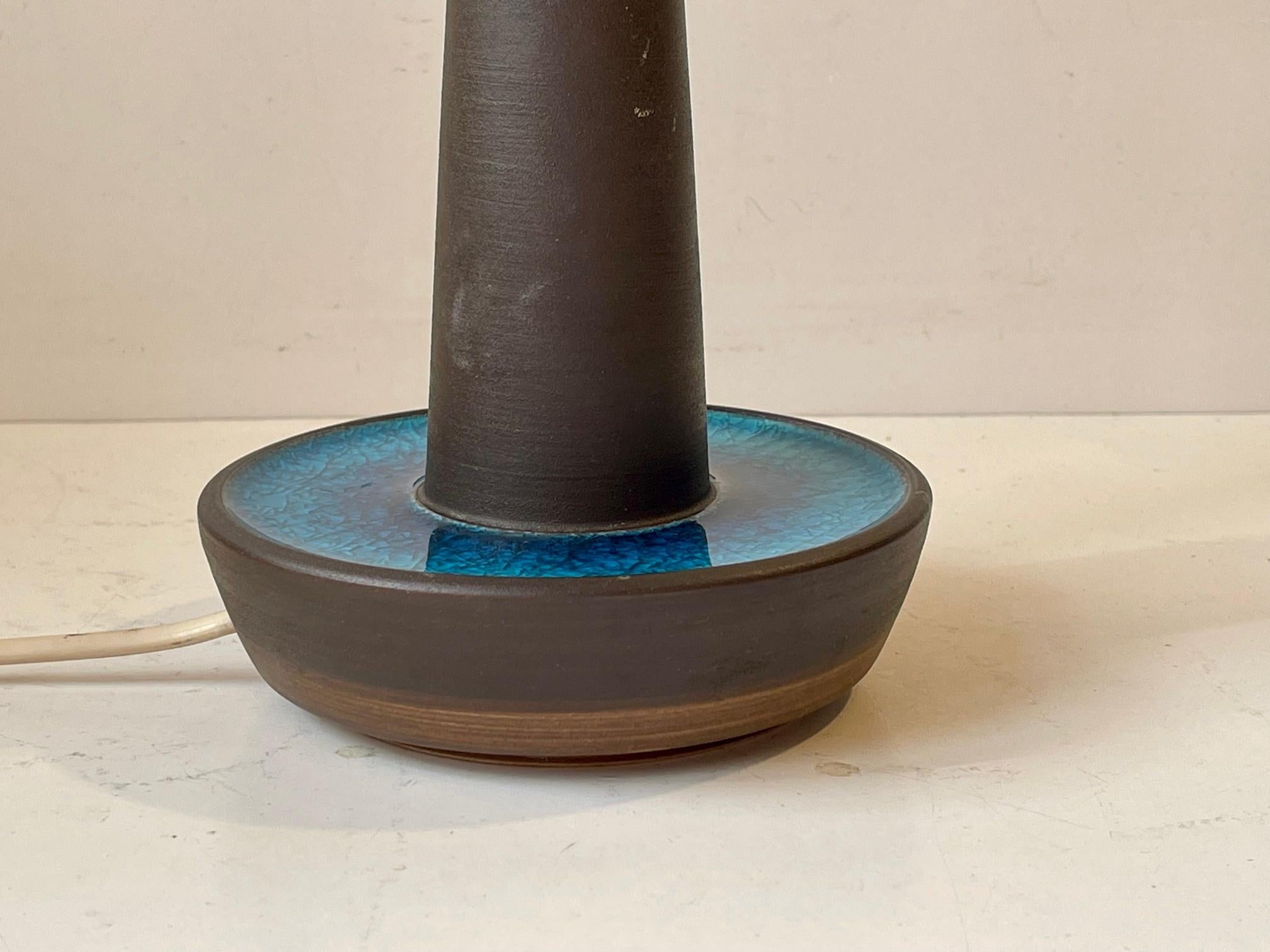 Table Lamp with Turquoise Glaze by Einar Johansen, Søholm, 1960s In Good Condition For Sale In Esbjerg, DK