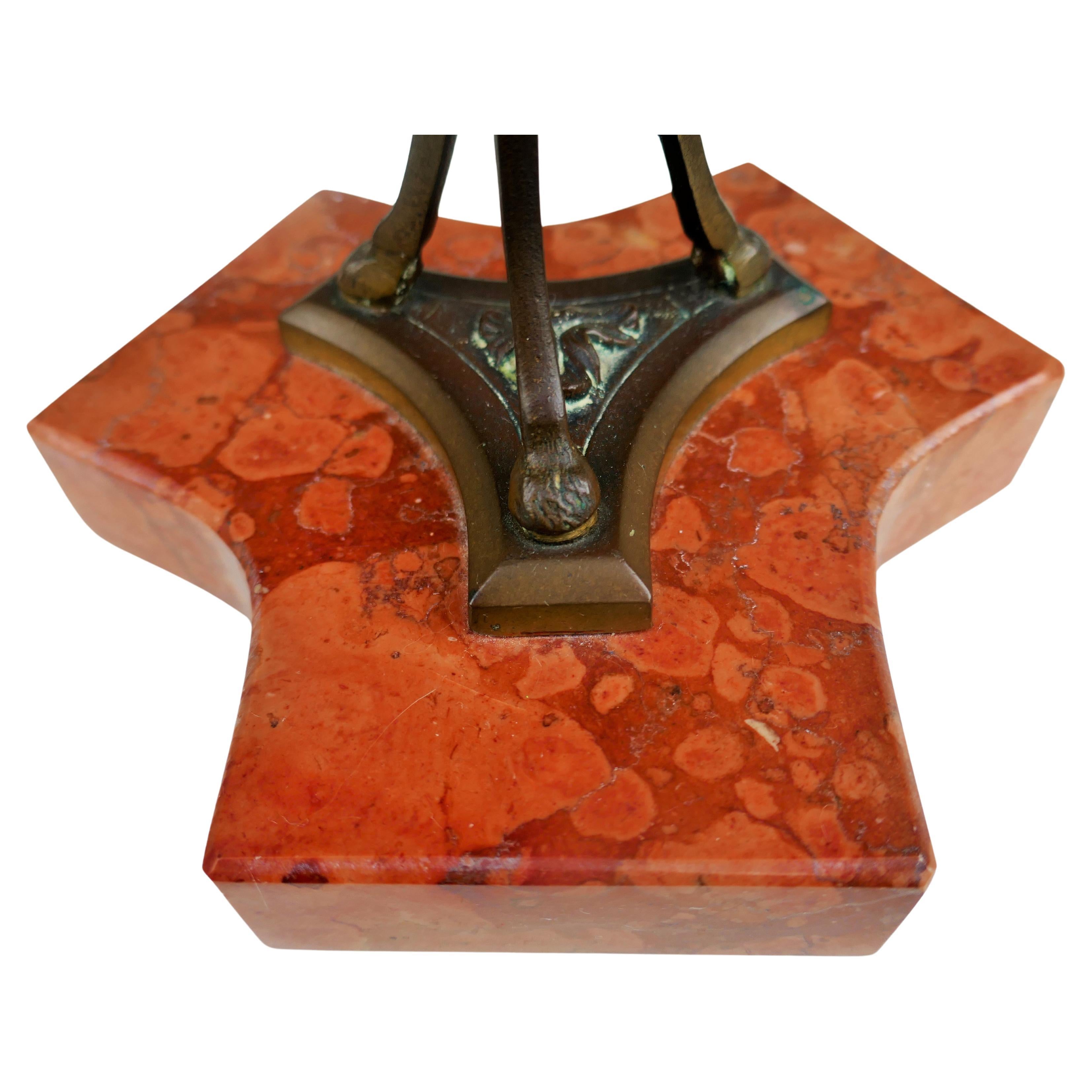 Italian Table lamp with Verona marble base and possible bronze finish For Sale