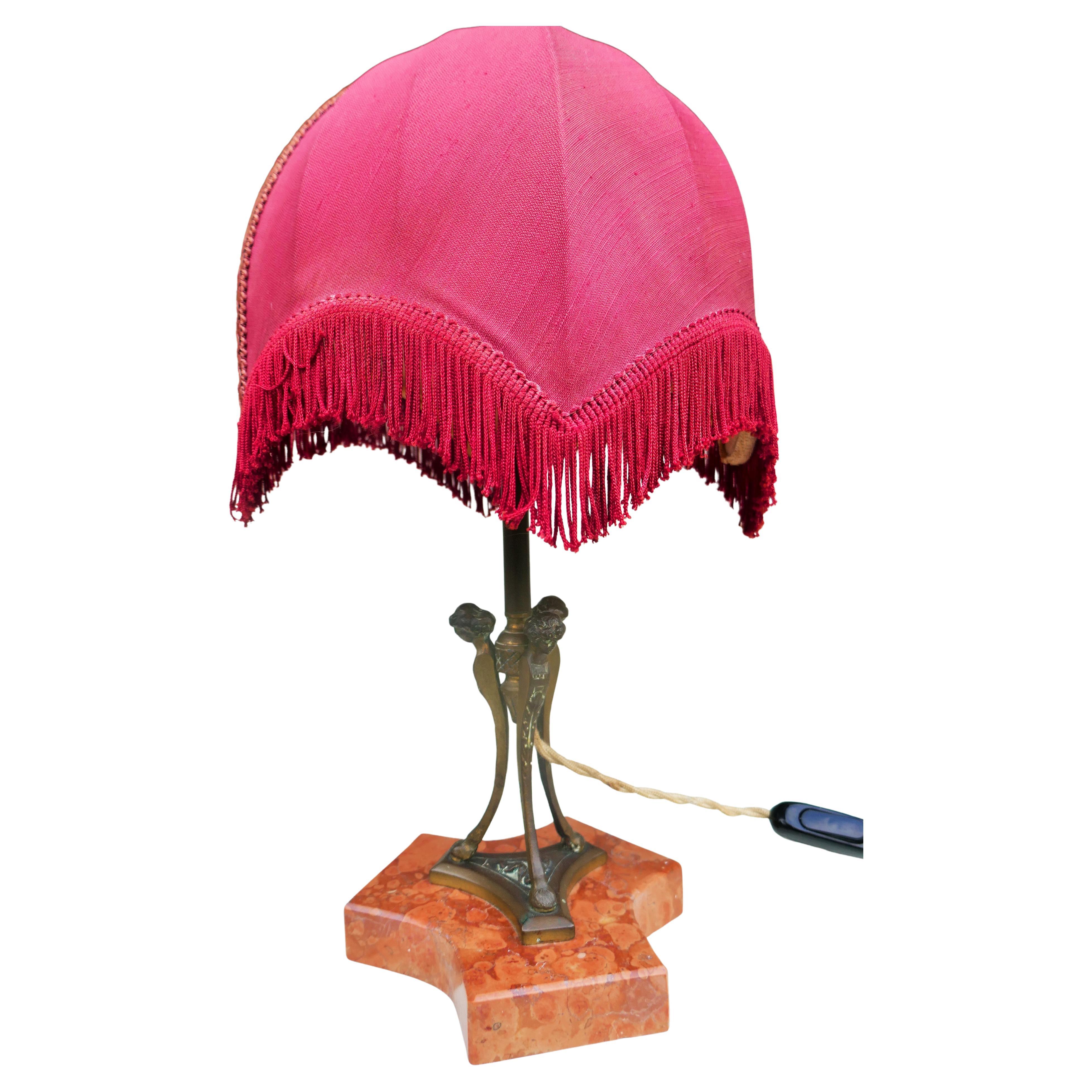 Table lamp with Verona marble base and possible bronze finish For Sale