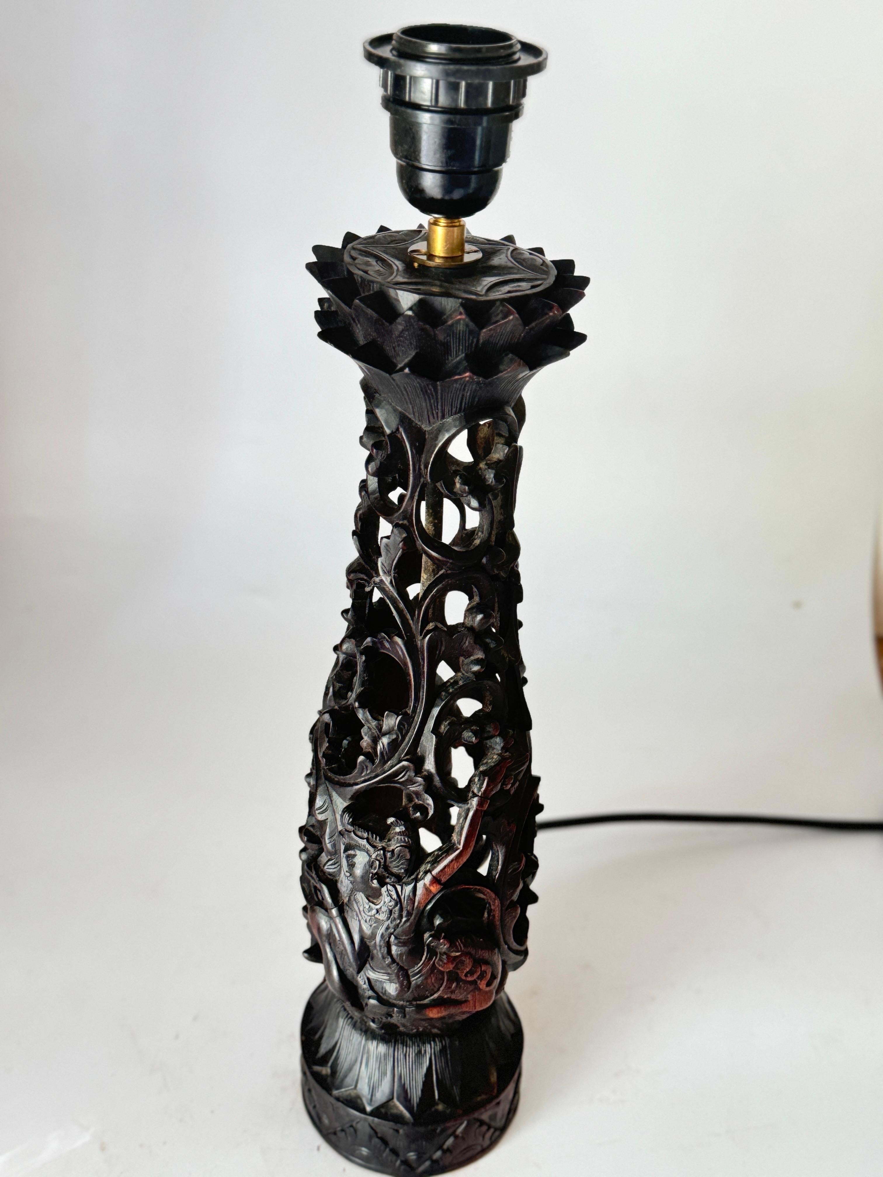 Lámpara de mesa, madera, color Marrón Francia Siglo XX en venta 1