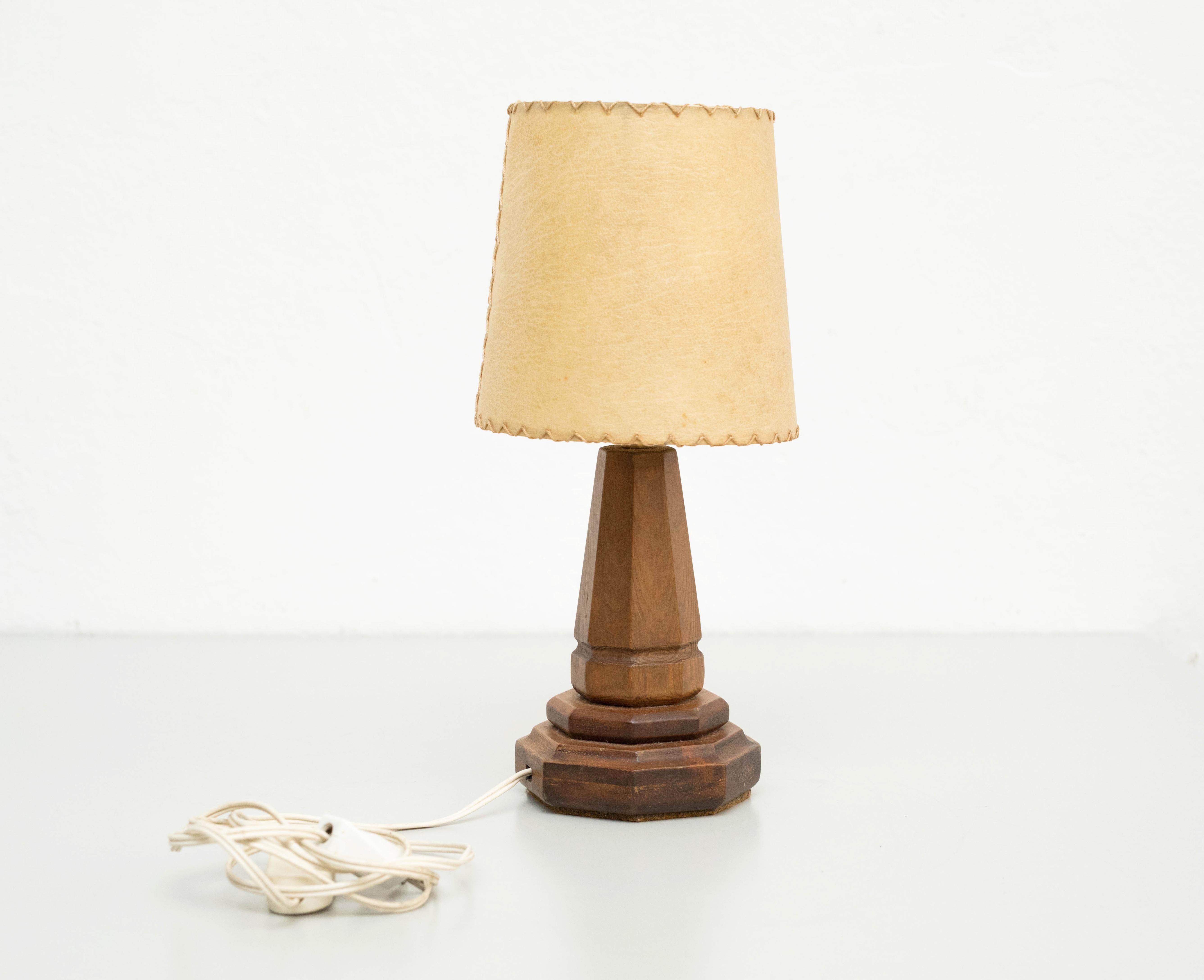 Mid-Century Modern Table Lamp, Wood, circa 1950 For Sale