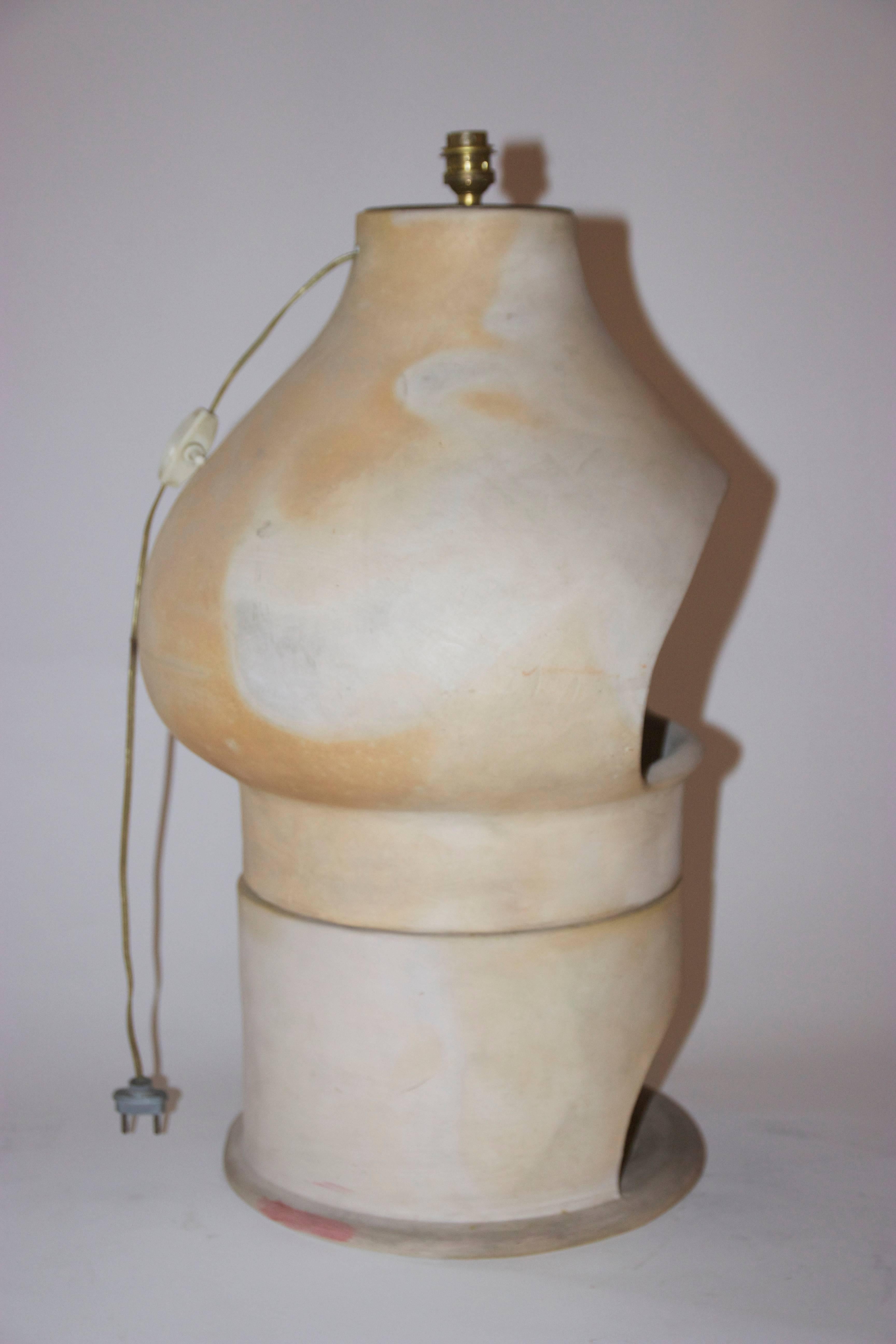 Table lamp, Vallauris, 
ceramic, 
circa 1970, France.
Signed
Measures: Height 62 cm, diameter 35 cm.
