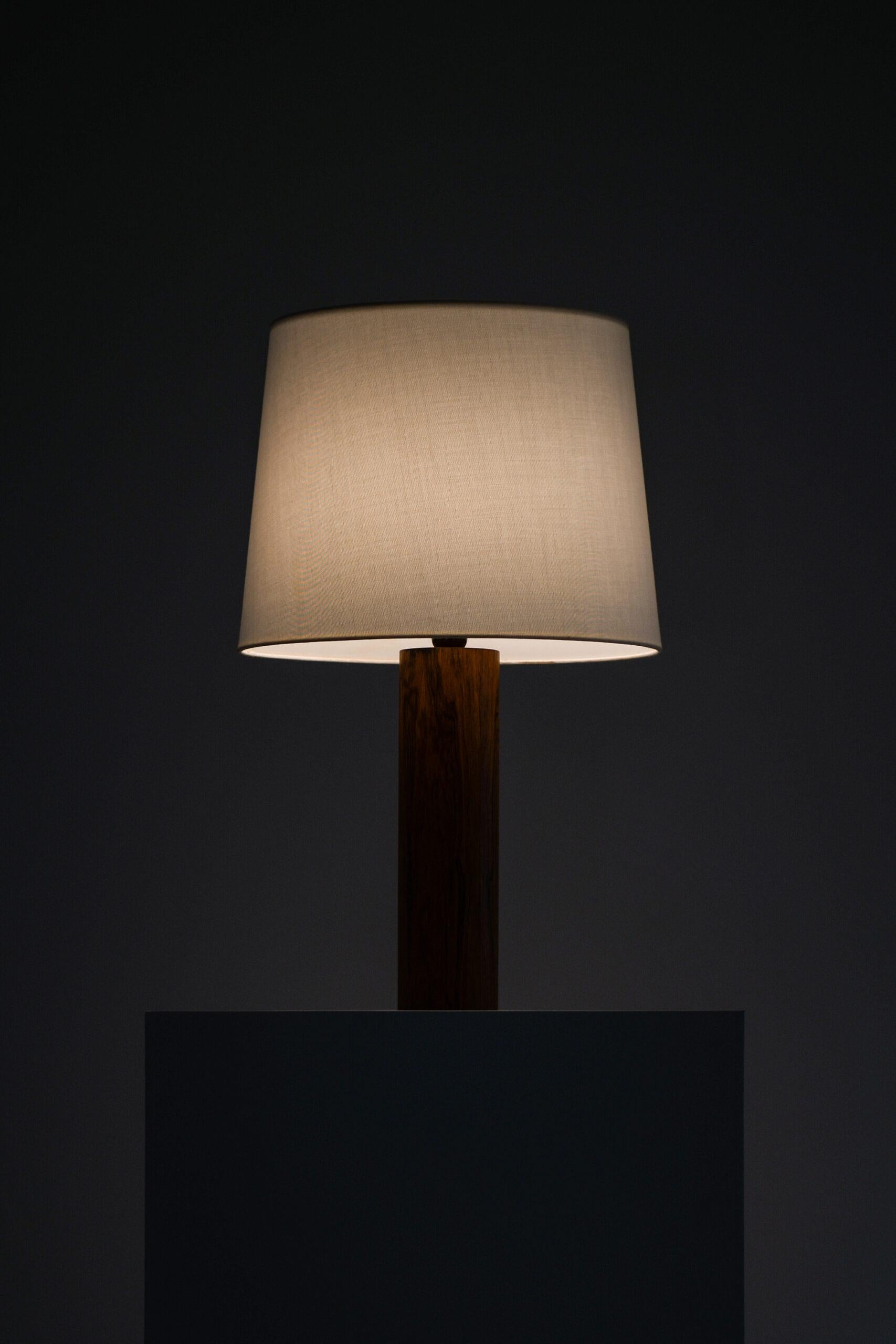 Rosewood Table Lamps Attributed to Uno & Östen Kristiansson Probably Produced by Luxus For Sale