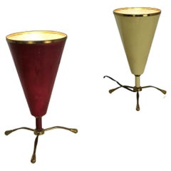 Table Lamps Brass Aluminum Attributable to Arredoluce Midcentury Italy Set of 2