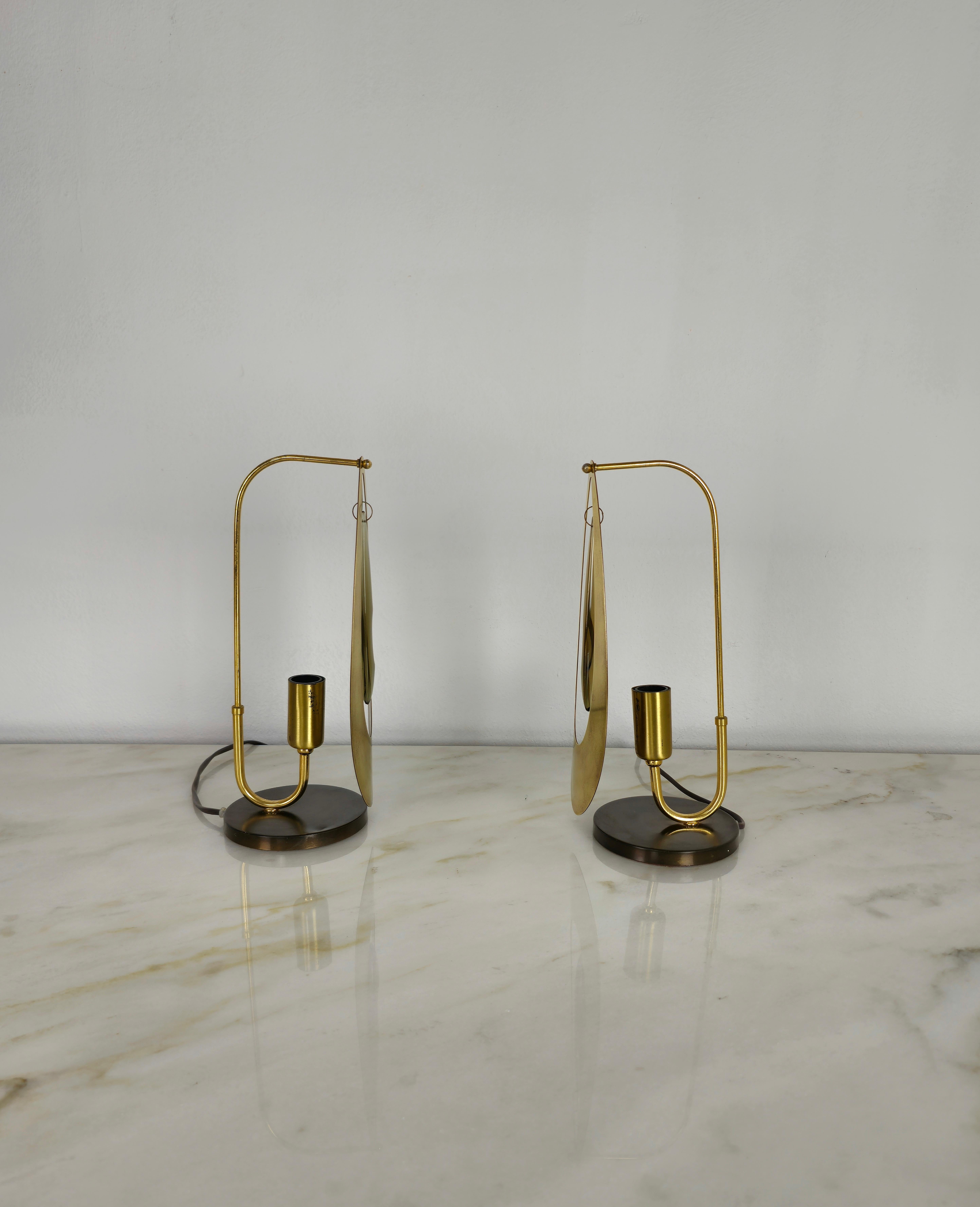 Table Lamps Brass Crystal Glass Golden Metal Midcentury Italy 1960s Set of 2 For Sale 6