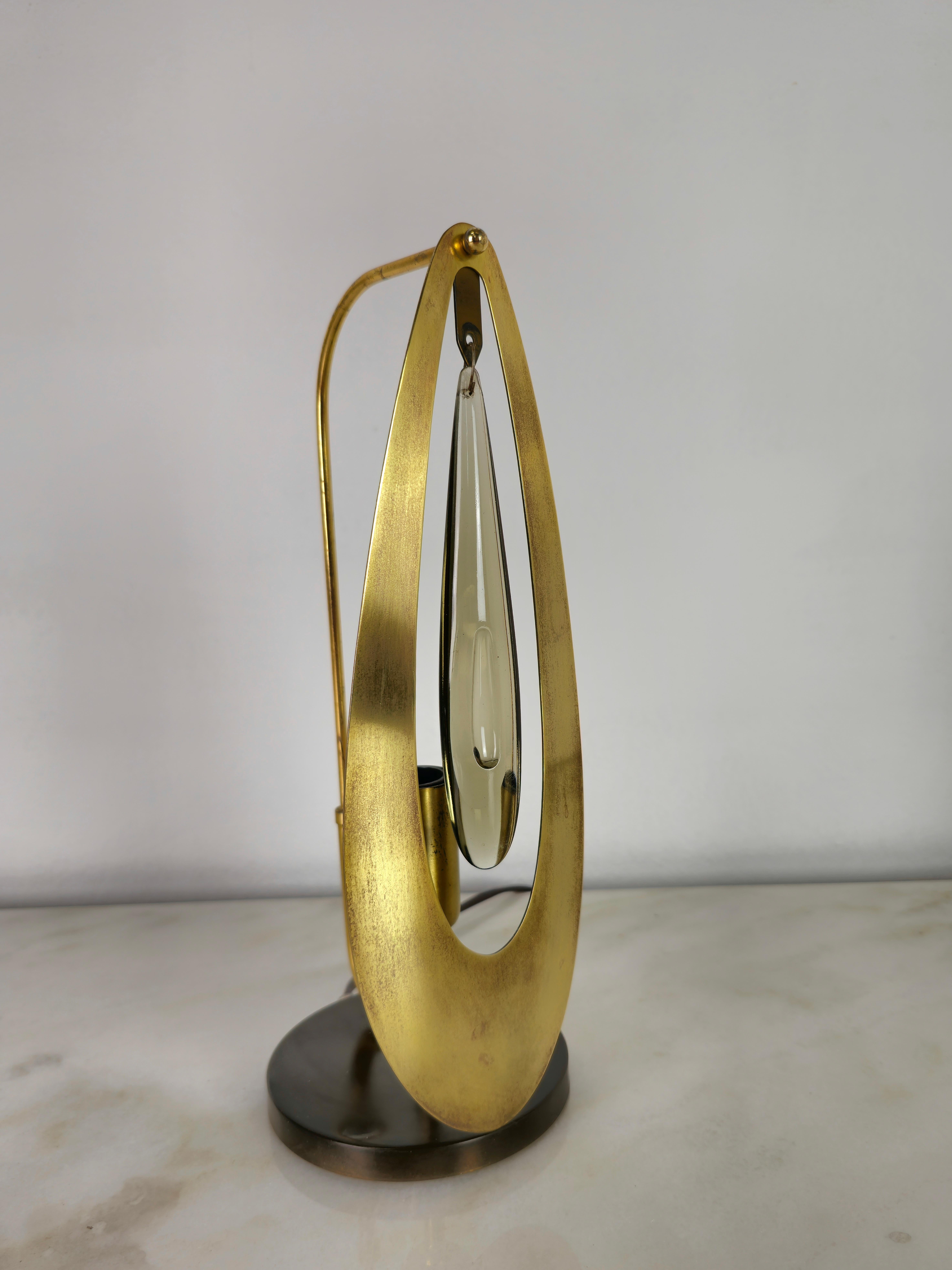 Set von 2 Tischlampen, Messing, Kristall, Glas, Gold und Metall, Italien, Mitte des Jahrhunderts, 1960er Jahre im Zustand „Gut“ in Palermo, IT