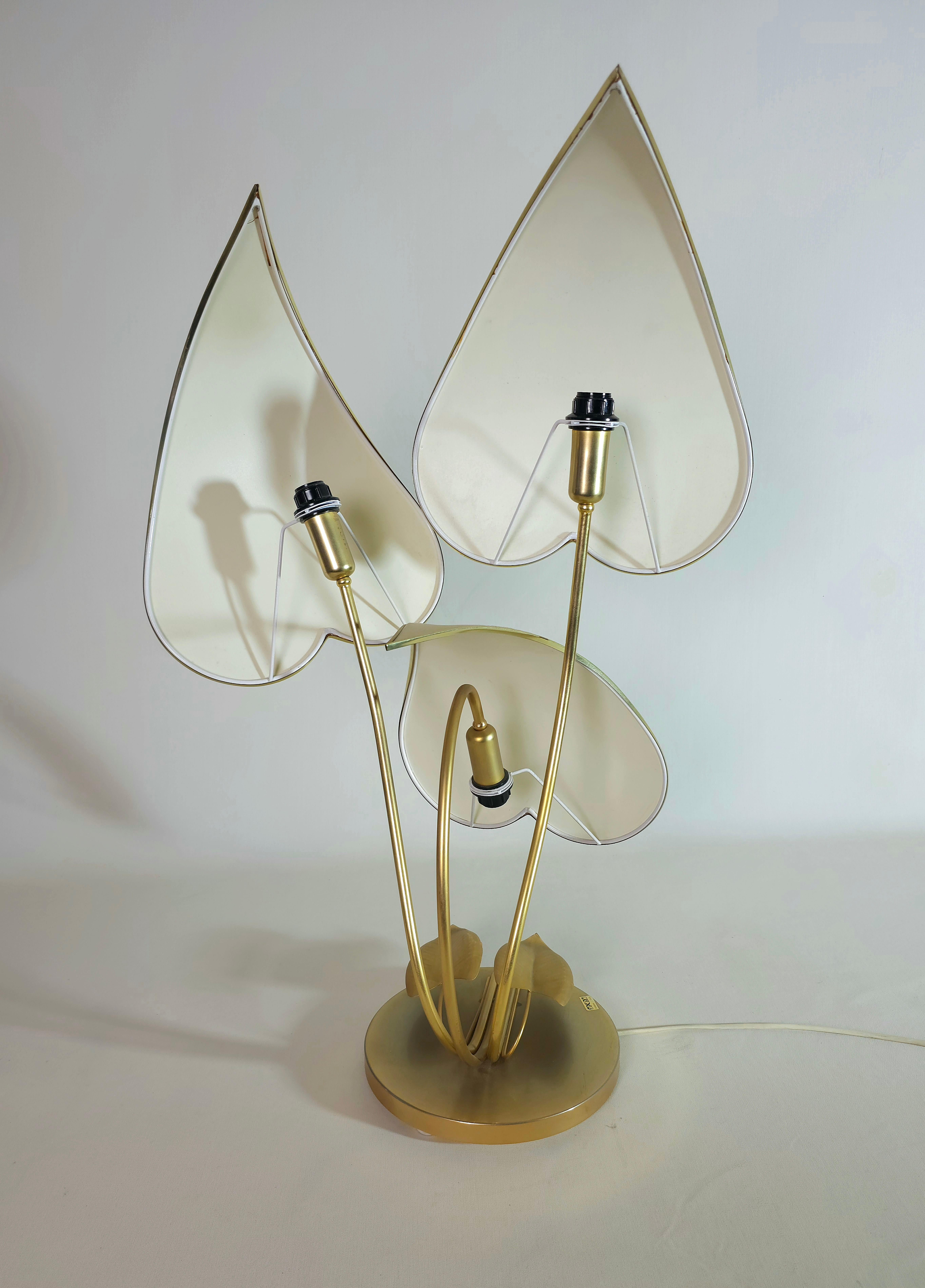 Fabric Table Lamps  Brass Midcentury Modern Design Italy 1970s