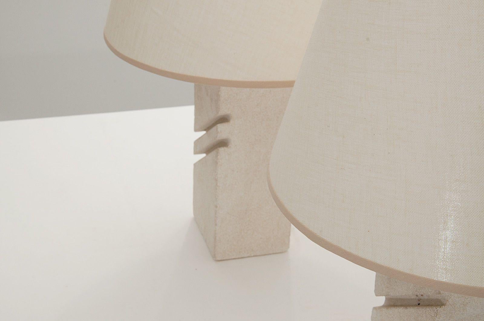 Table Lamps by Albert Tormos, France, circa 1970, White Color, Set of 2 In Good Condition In Auribeau sur Siagne, FR