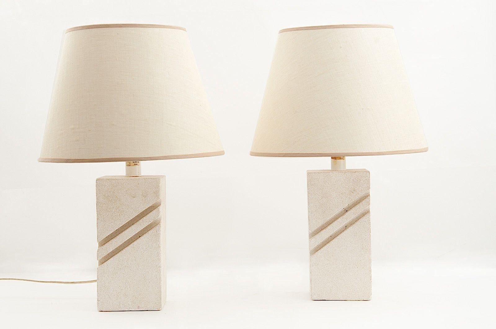Table Lamps by Albert Tormos, France, circa 1970, White Color, Set of 2 1