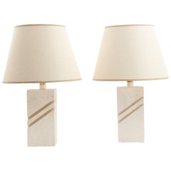 Table Lamps by Albert Tormos, France, circa 1970, White Color, Set of 2