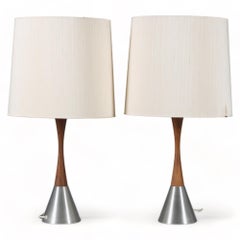 Table lamps by Bergboms Belysning a pair teak /metal sweden 1970