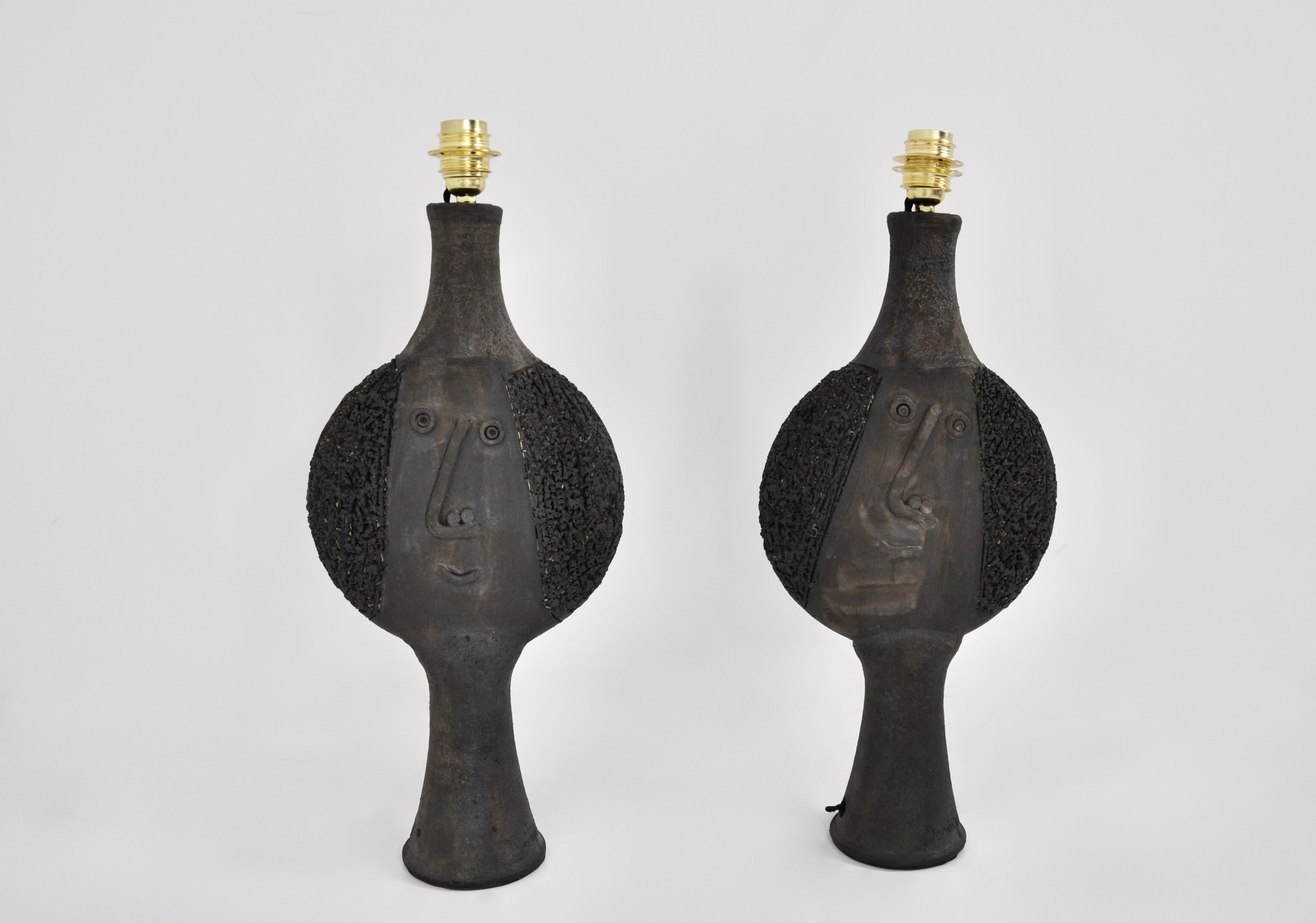 Pair of ceramic lamps by Dominique Pouchain. Stamped Dominique Pouchain (see picture).