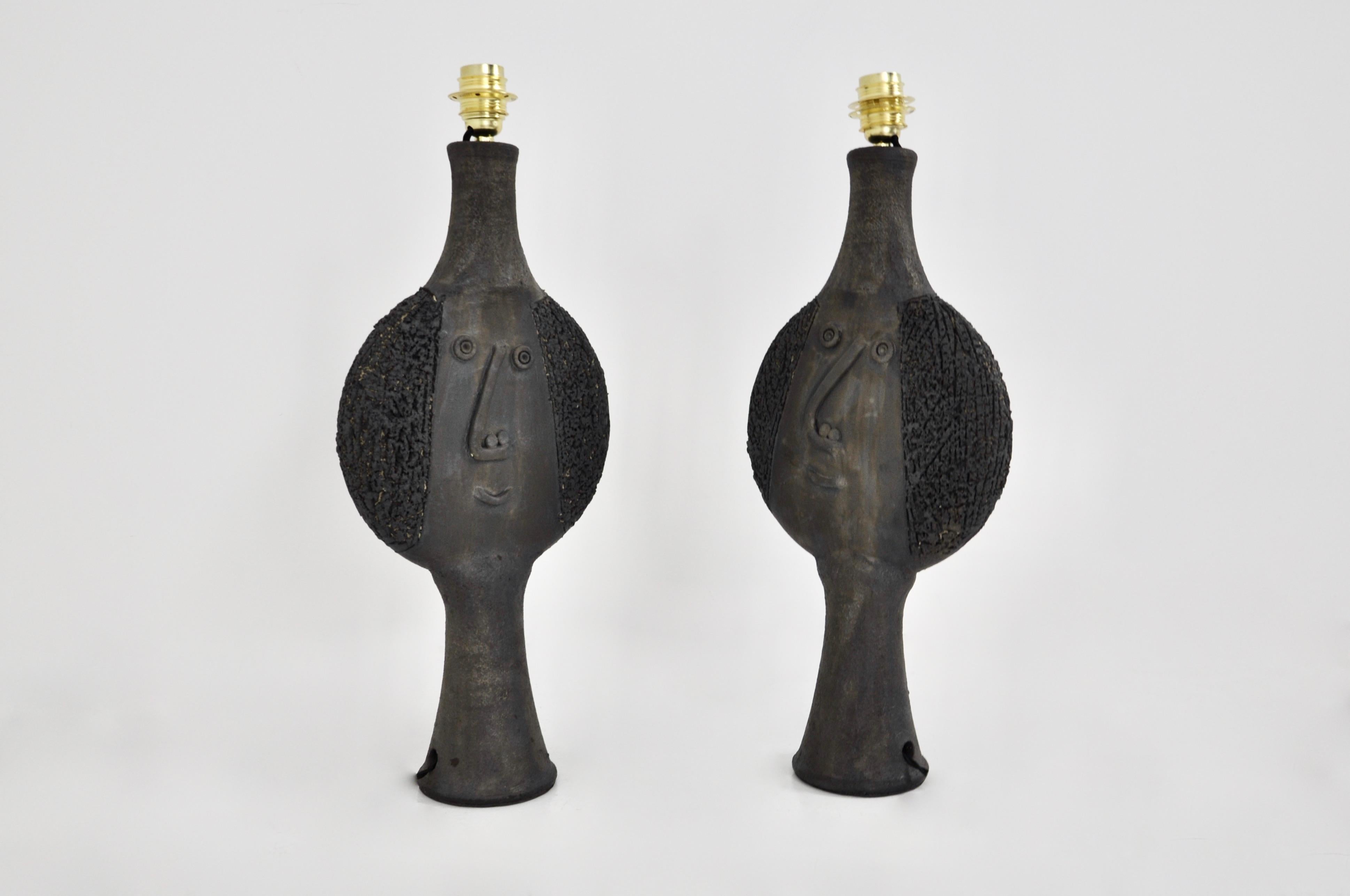 Ceramic Table Lamps by Dominique Pouchain, Set of 2 For Sale