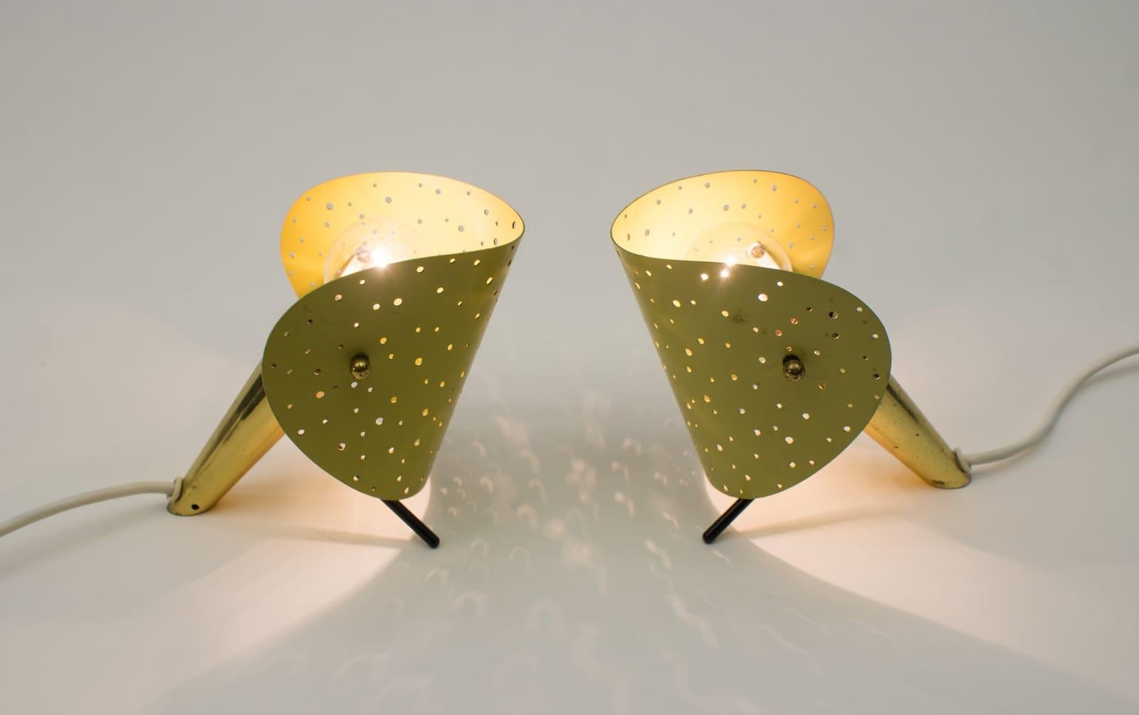 Métal Lampes de table par Ernst Hillebrand, ensemble de 2, années 1950, Allemagne