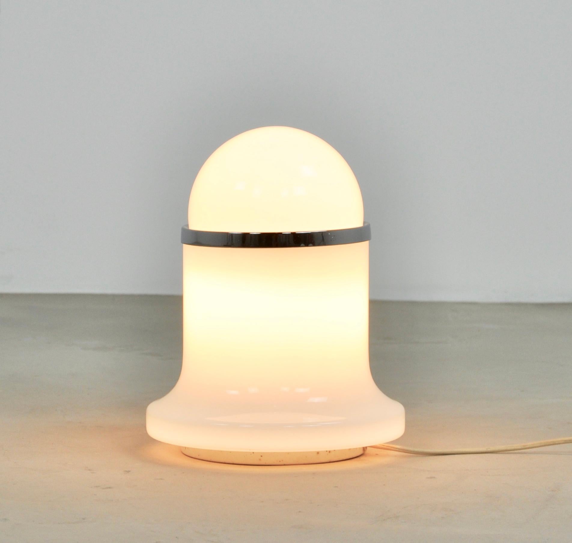 Lamp in opaline and chromed metal. White color. Very minimal wear due to time and age of the object (see photo).