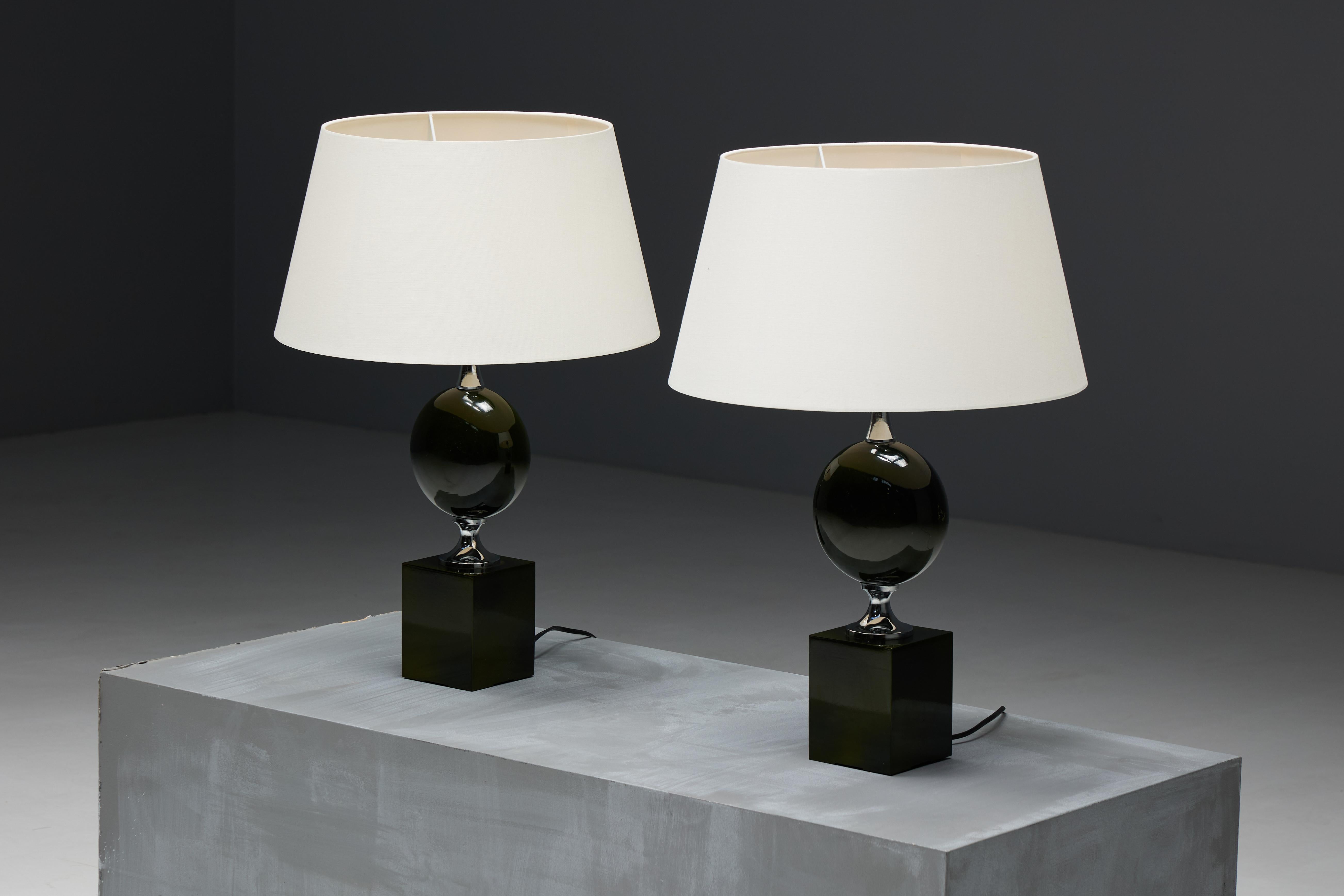 French Table Lamps by Philippe Barbier, France, 1970s For Sale