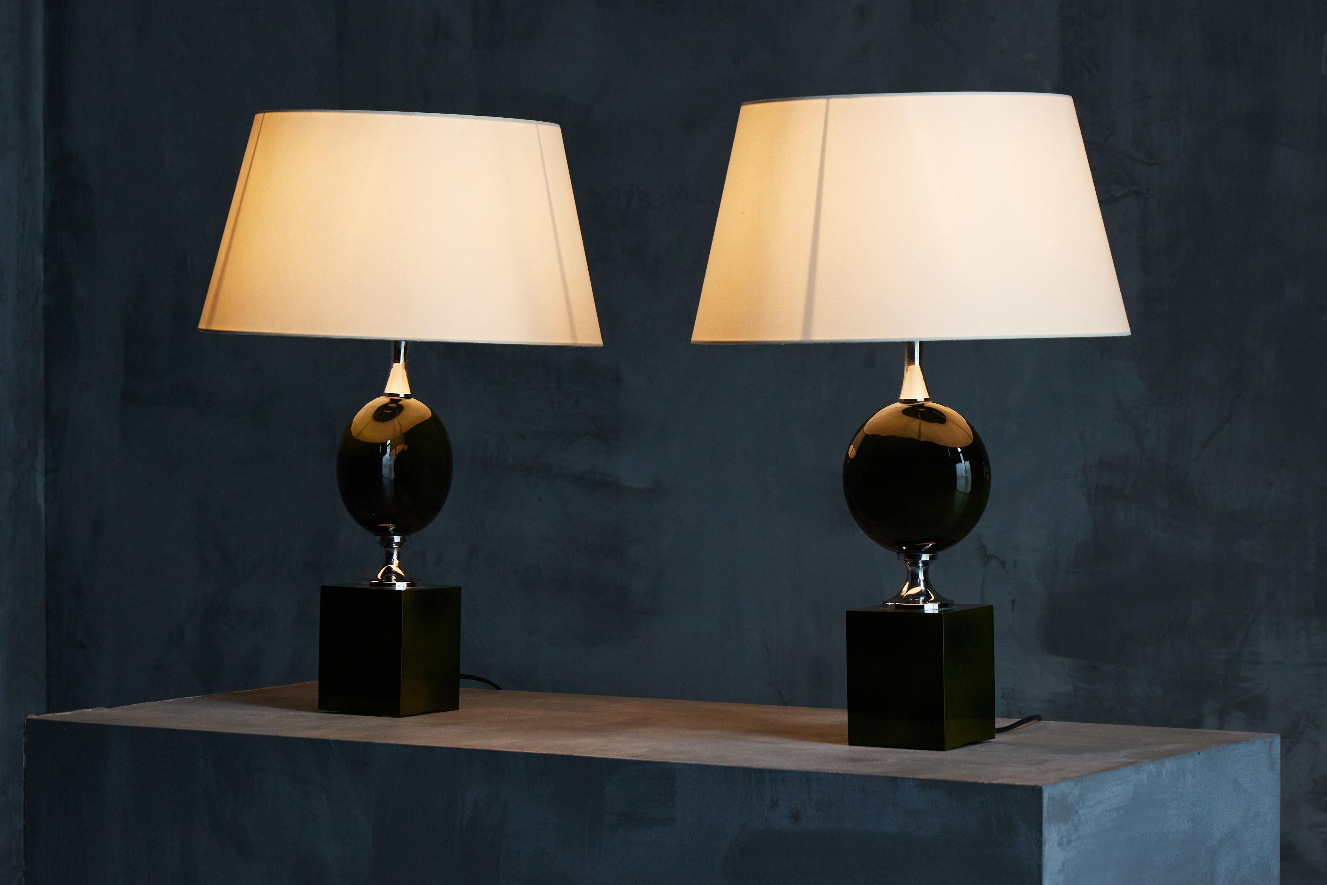 Stone Table Lamps by Philippe Barbier, France, 1970s For Sale