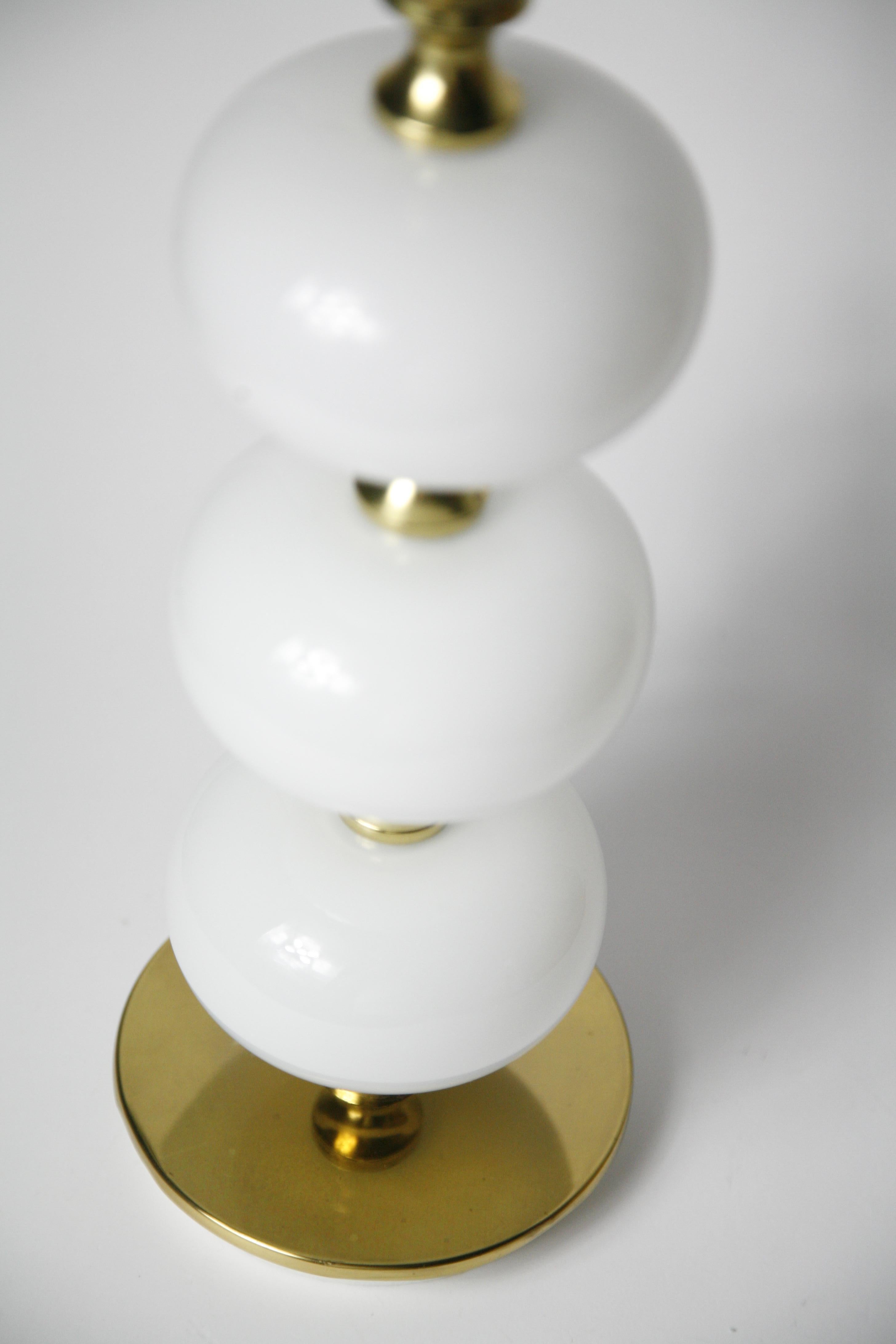 Table Lamps by Stilarmatur Tranås Opaline Glass, Brass Bases, Sweden, 1970 For Sale 2
