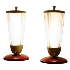 Retro Table Lamps or Dessert Lamps Duo White Cone, 1950s