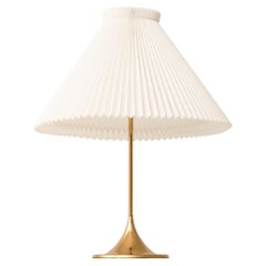 Vintage Table Lamps in Brass and Original Le Klint Lamp Shades, 1950's
