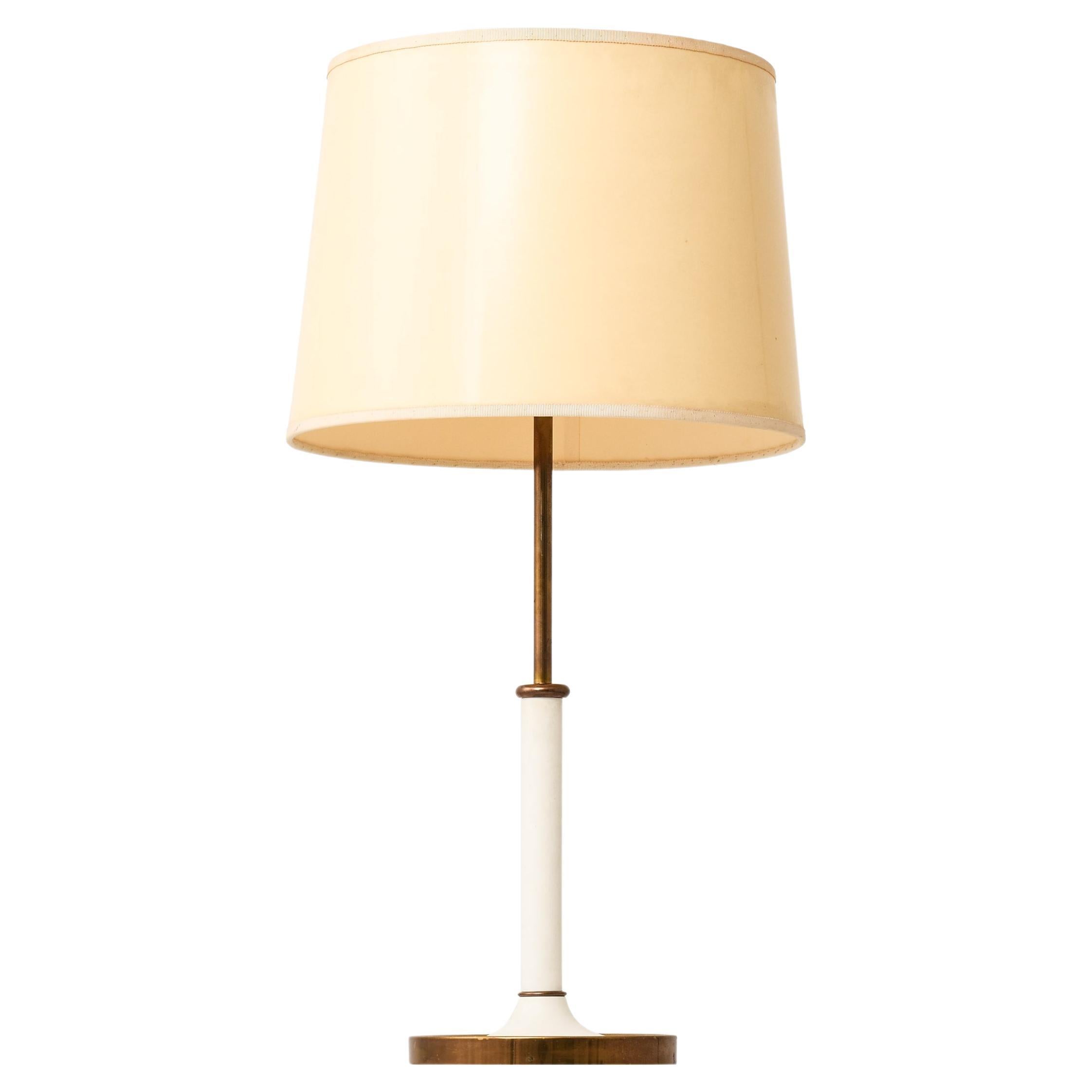 Table Lamps in Brass & White Metal & Original Lamp Shades by Josef Frank, 1950's