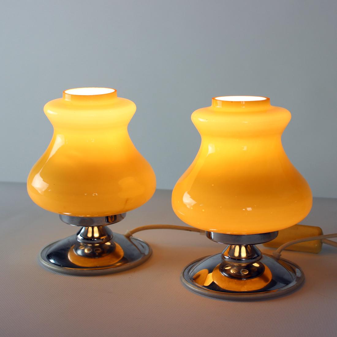 Table Lamps In Cream Opaline & Chrome, Bulgaria 1960s For Sale 4