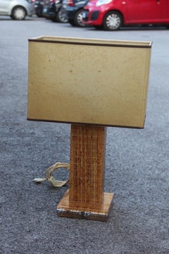 Table Lamps in Lucite and Bamboo Inside Dome Parchment 1970 Botta Felice Antonio