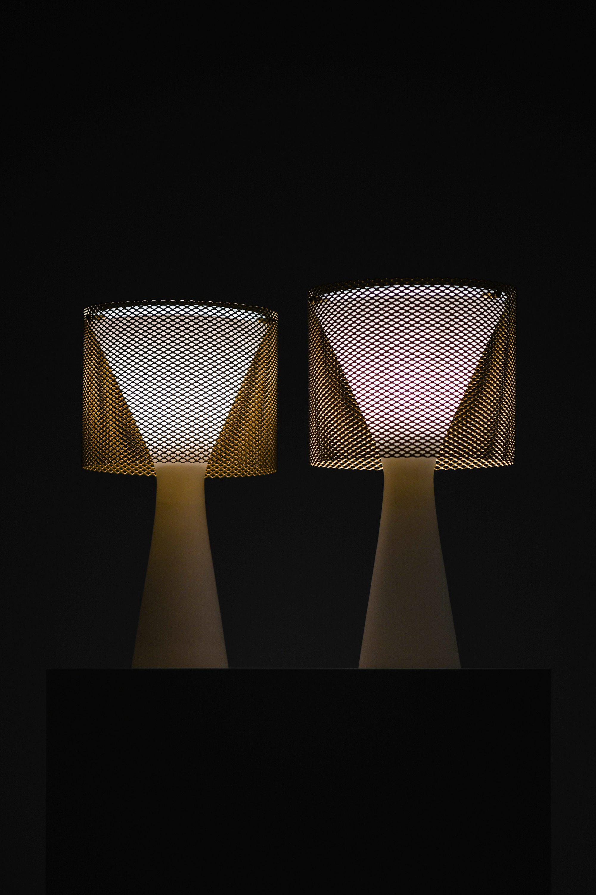 Table Lamps in Opaline Glass, Brass and Glass by Lisa Johansson-Pape, 1950's For Sale 2