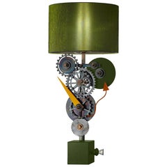 Table Lamps Lampshade Brass Iron Burnished Green Italy 