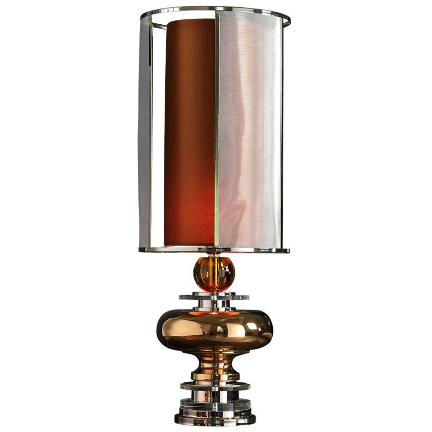 Table Lamps Lampshade Majolica Brass Gold Platinum Crystal Glass Amber Italy For Sale