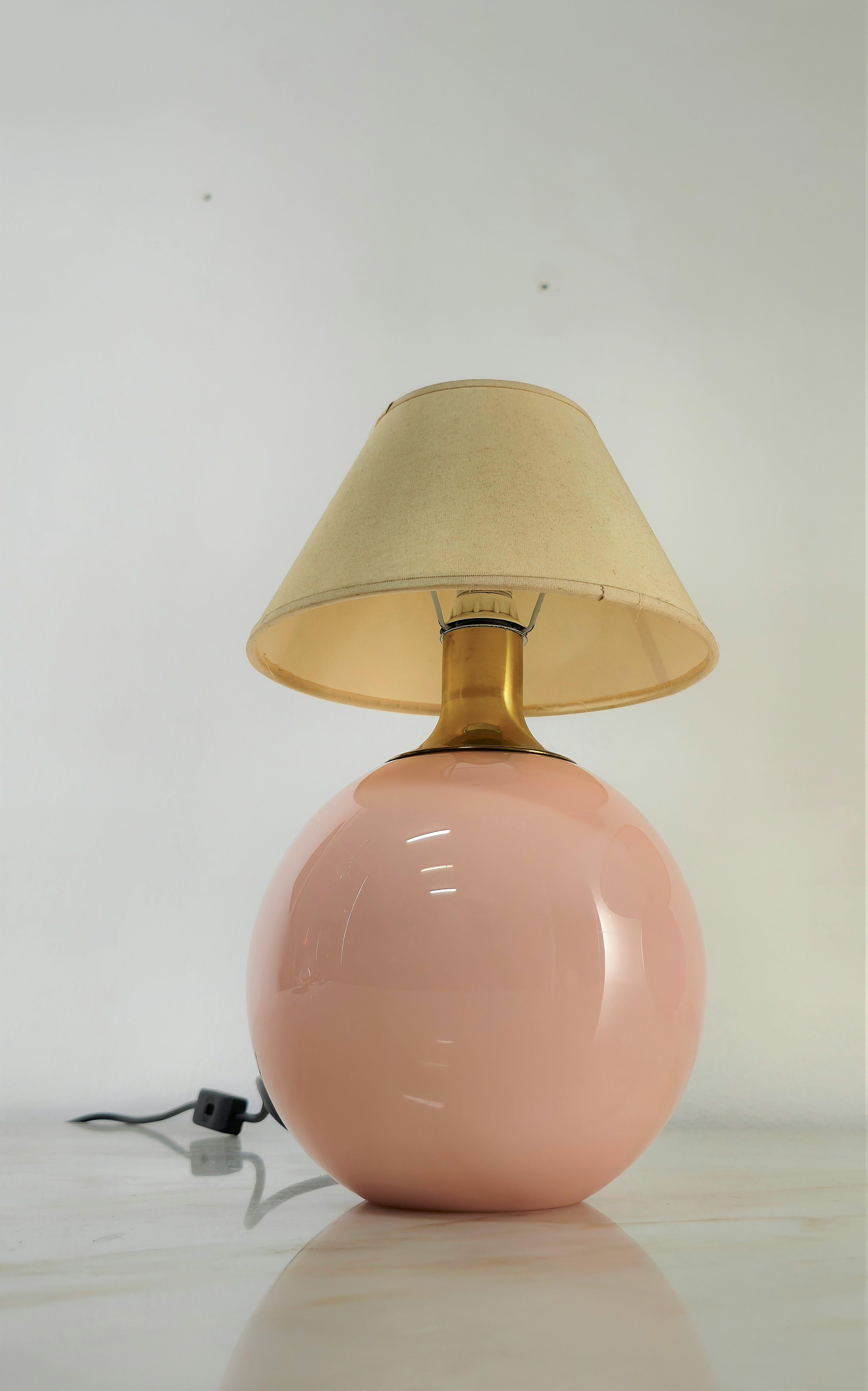 Table Lamps Murano Glass Fabric VeArt Midcentury Italian Design 1980s Set of 2 For Sale 2