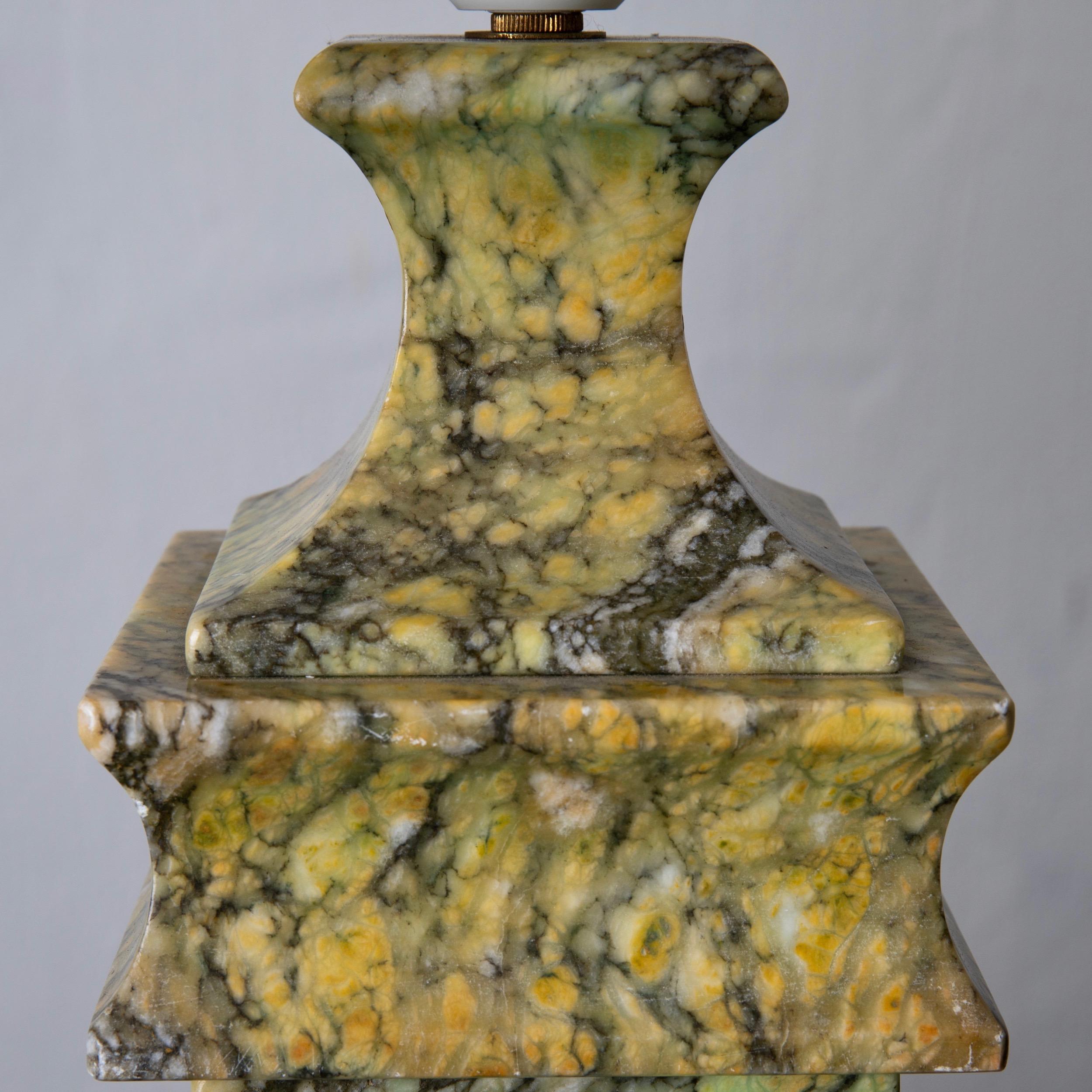 Table Lamps Pair Green Stone Sweden In Good Condition In New York, NY