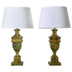 Table Lamps Pair Green Stone Sweden
