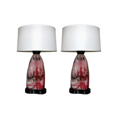 Table Lamps Pair Mid-Century Modern Abstract Expressionist, Italy, 1950s