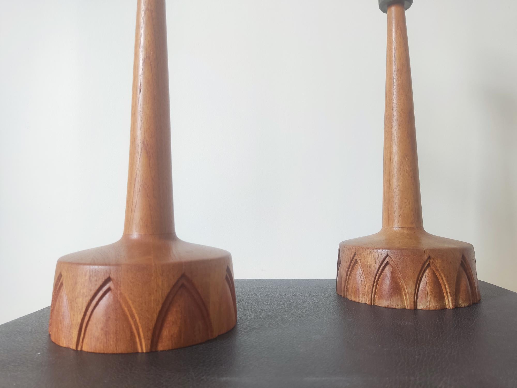 Scandinave moderne Paire de lampes de table, teck, AB Stilarmatur Tranås - Suède 1960s en vente