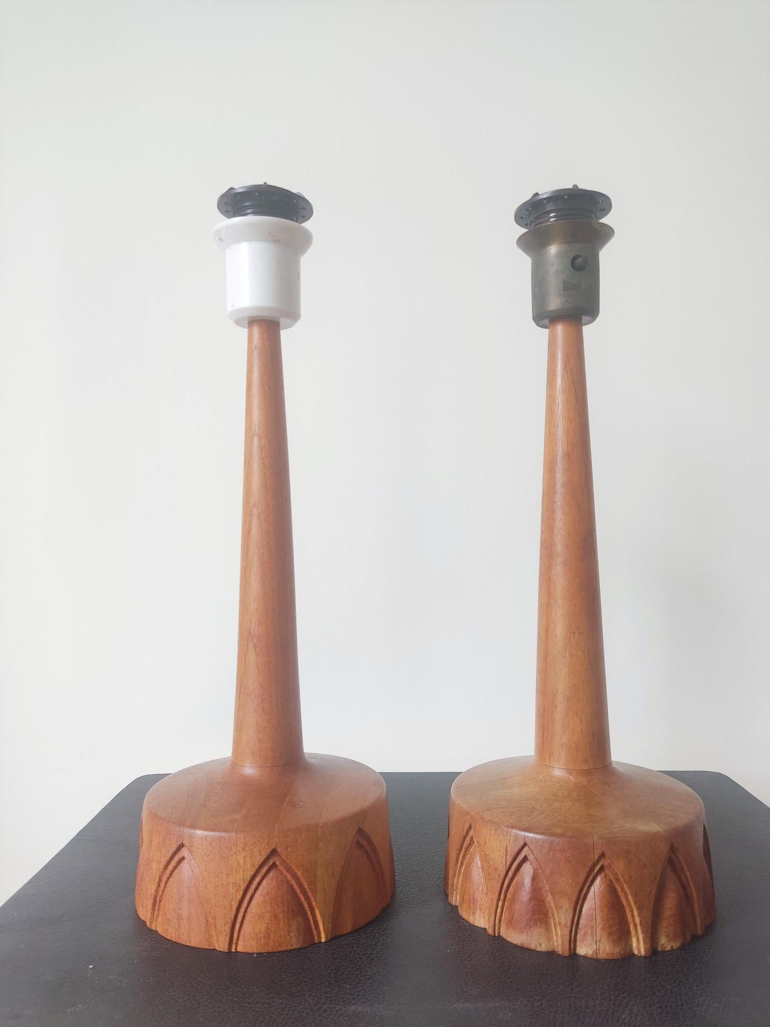 Suédois Paire de lampes de table, teck, AB Stilarmatur Tranås - Suède 1960s en vente