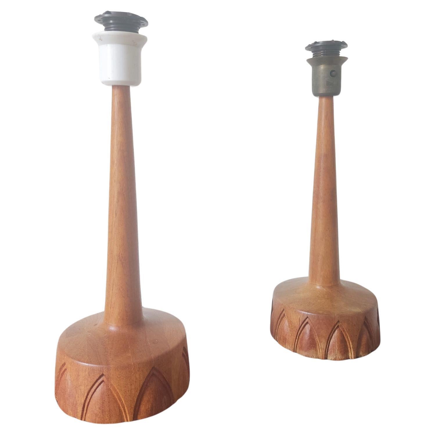 Table lamps pair, teak, AB Stilarmatur Tranås - Sweden 1960s