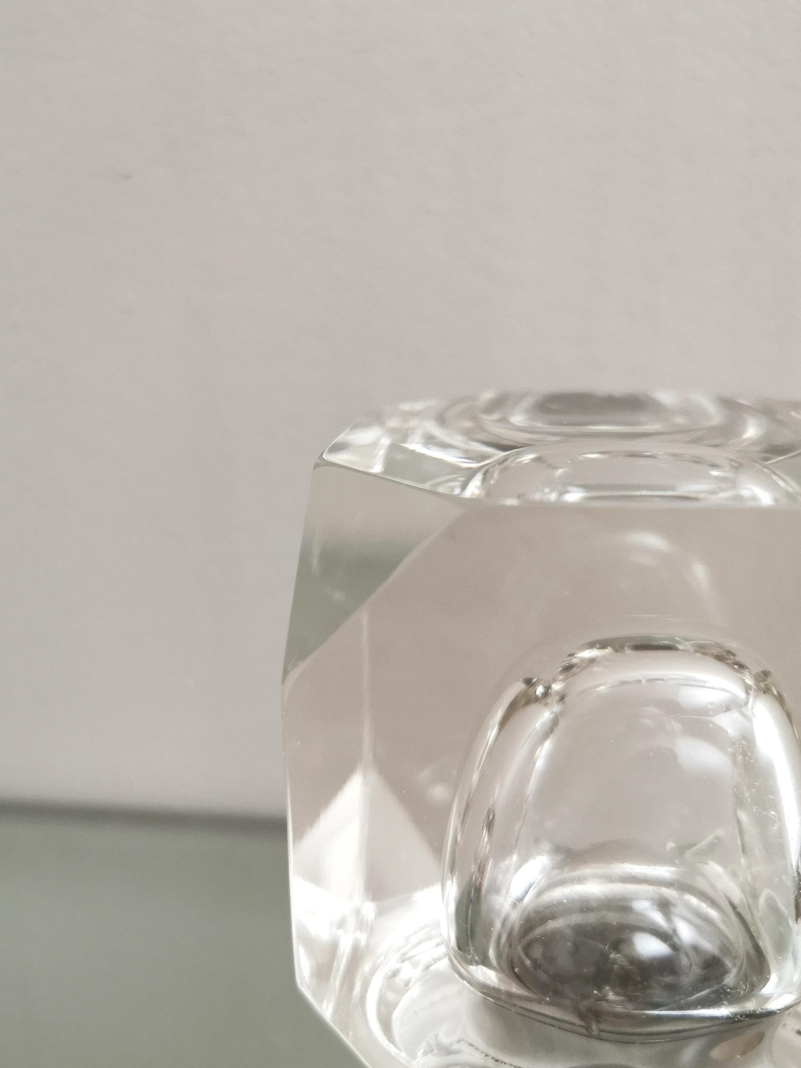 Lampes de table en verre transparent et métal chromé mi-siècle italien des années 1970, lot de 2 6