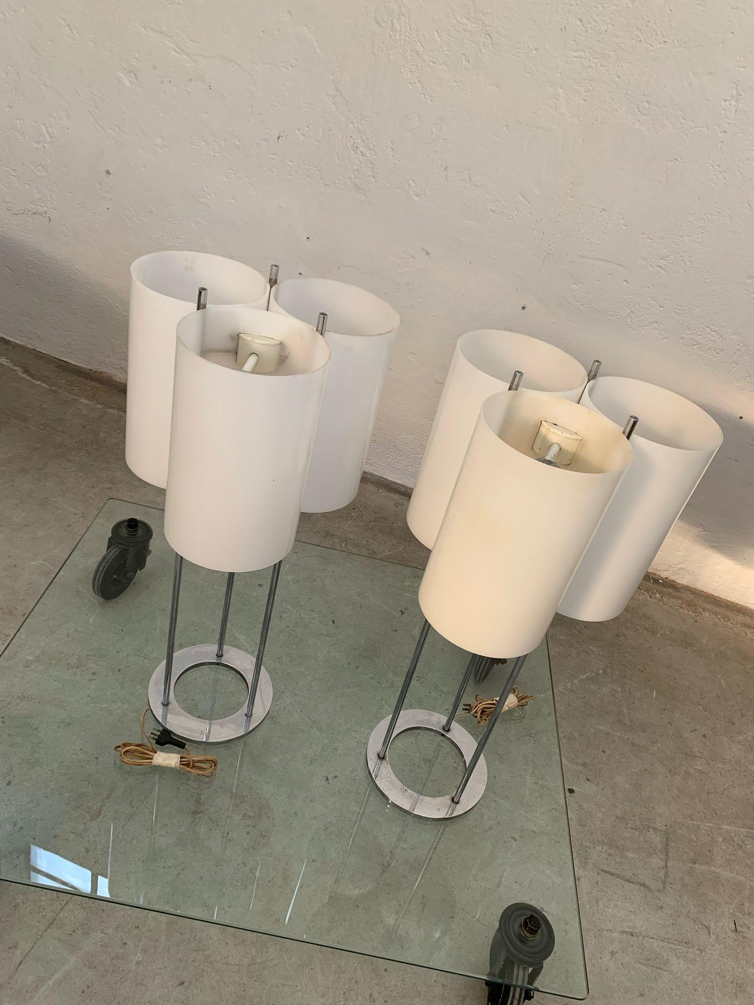 European Table lamps with chromed tubular and methacrylate by Paul Mayen for Habitat, 70s For Sale