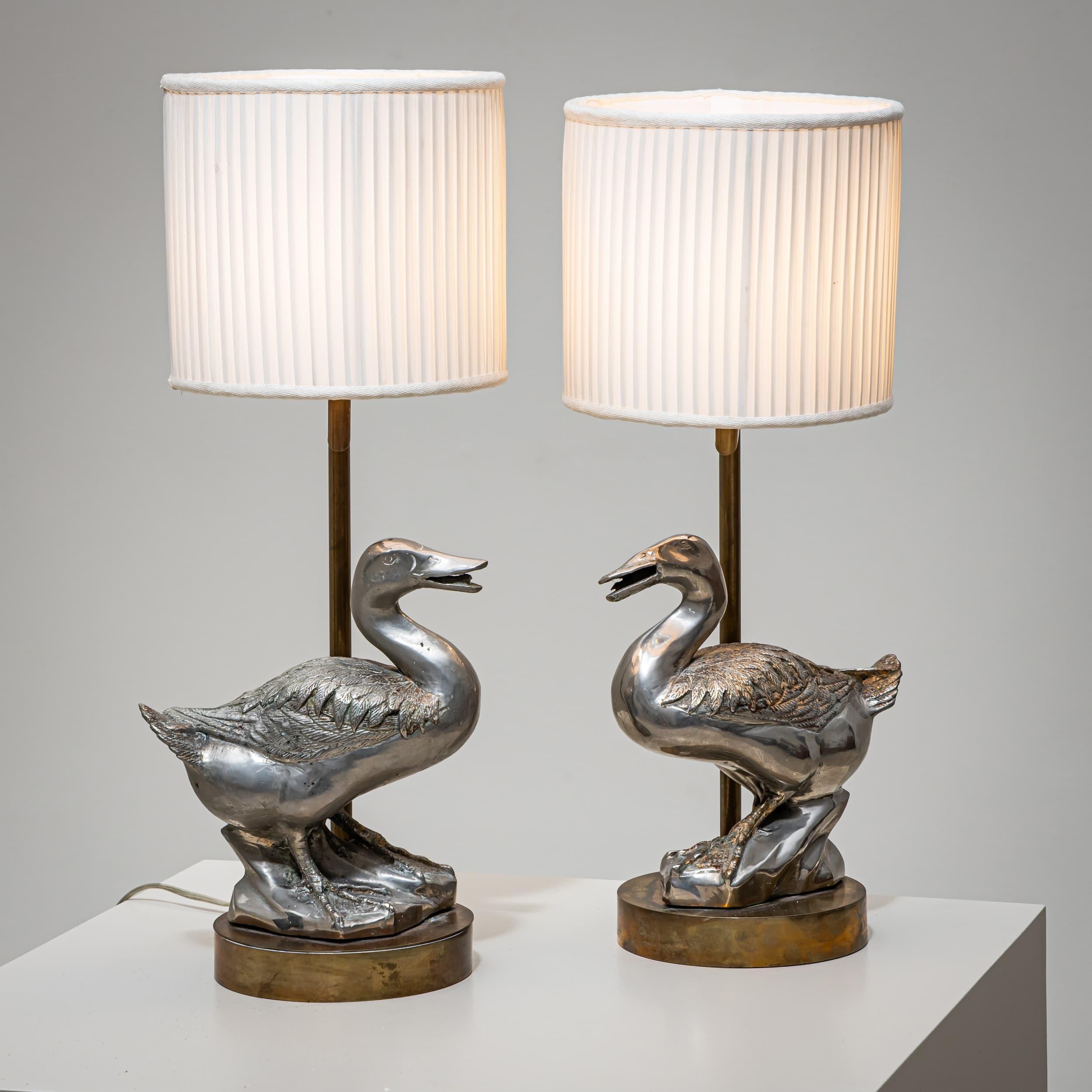 Lampes de table avec figures d'oies décoratives, probablement France, fin du 20e siècle Bon état à Greding, DE