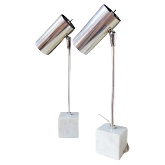 Table Lamps with Marble Based Attributed to Robert Sonneman For Sale