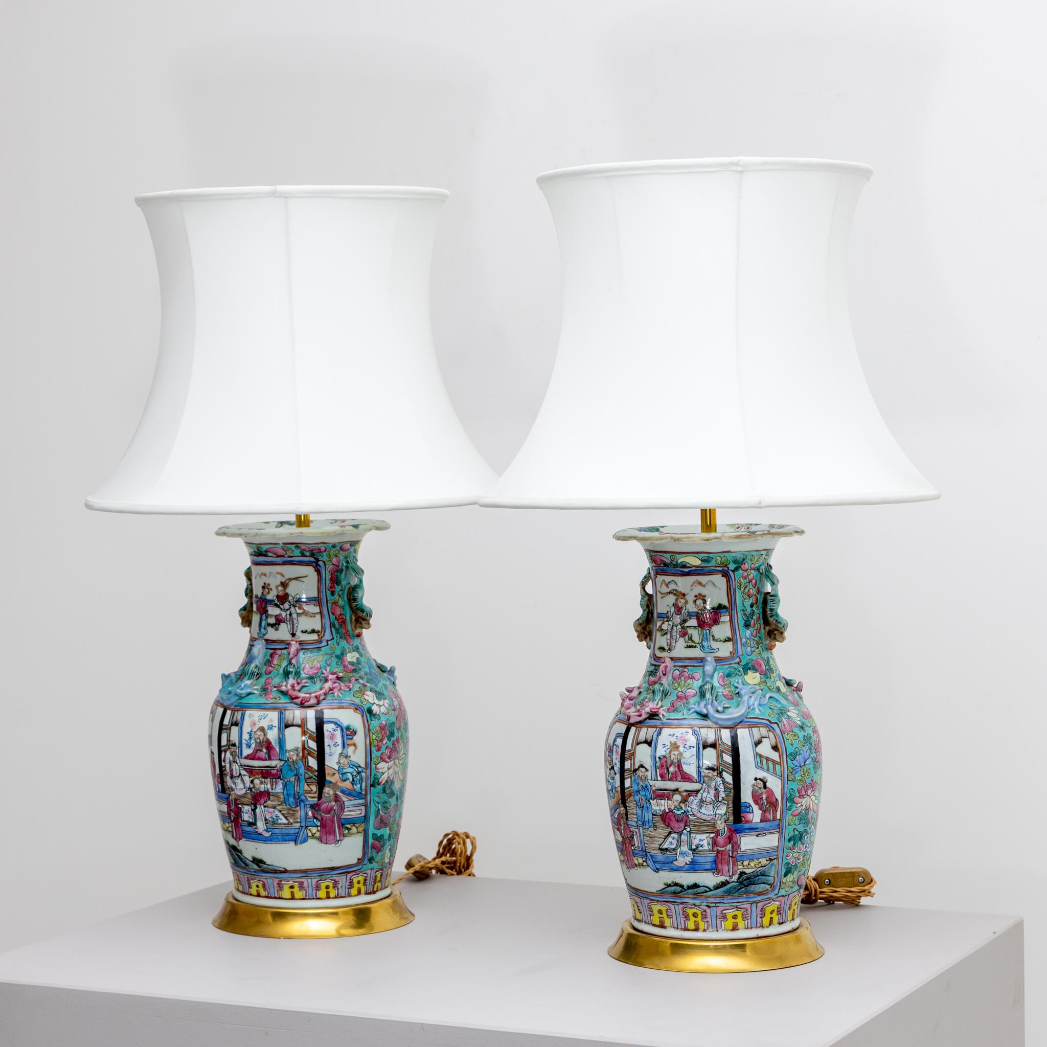 Chinese Table Lamps with Porcelain Base, China Early 19th Century For Sale