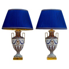 Table Lamps with Porcelain Bases, Chinese Export, 1st Half 19th Century