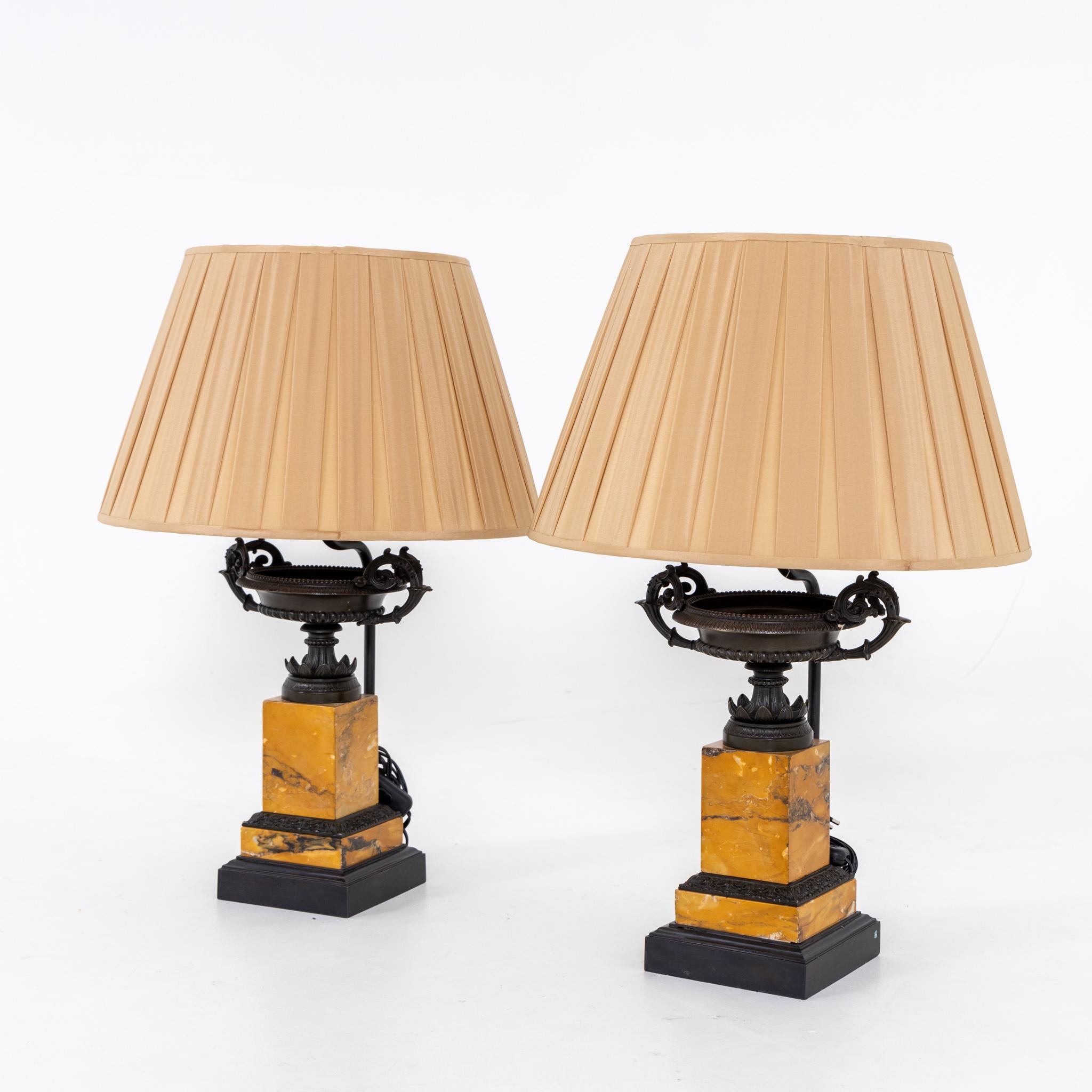 European Table Lamps with Tazza Decor, 19th Century