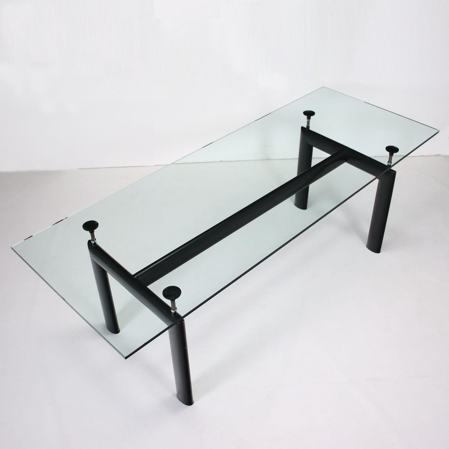 Mid-Century Modern Table LC6 Cassina Metal Glas Italy 1980s