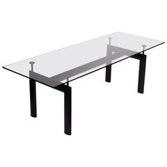 Table Le Corbusier Cassina Glass Metal, 1980s