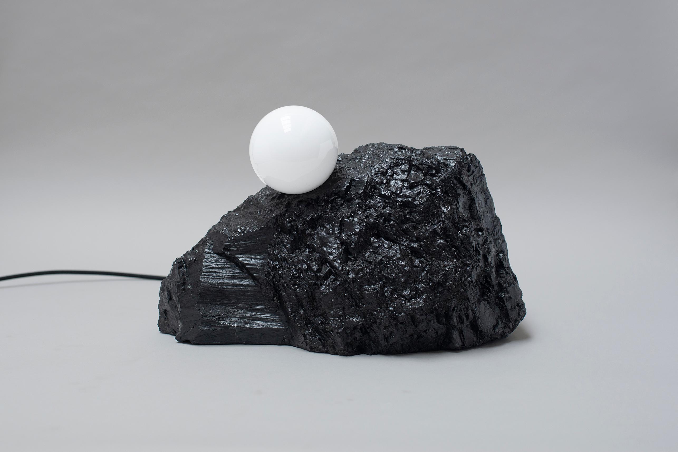 Table light 220 by Jesper Eriksson
Dimensions: D30 x H45 cm 
Materials: Anthracite coal, opal glass
Weight: 10 kg.

All our lamps can be wired according to each country. If sold to the USA it will be wired for the USA for instance.

Jesper