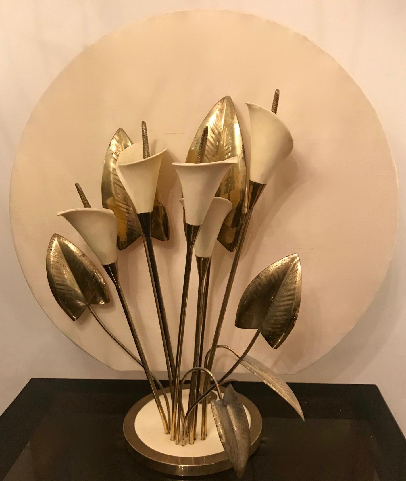 Table Light, adjustable brass & bisque lillies, Italy, Florence, 1960s-1970s For Sale 4