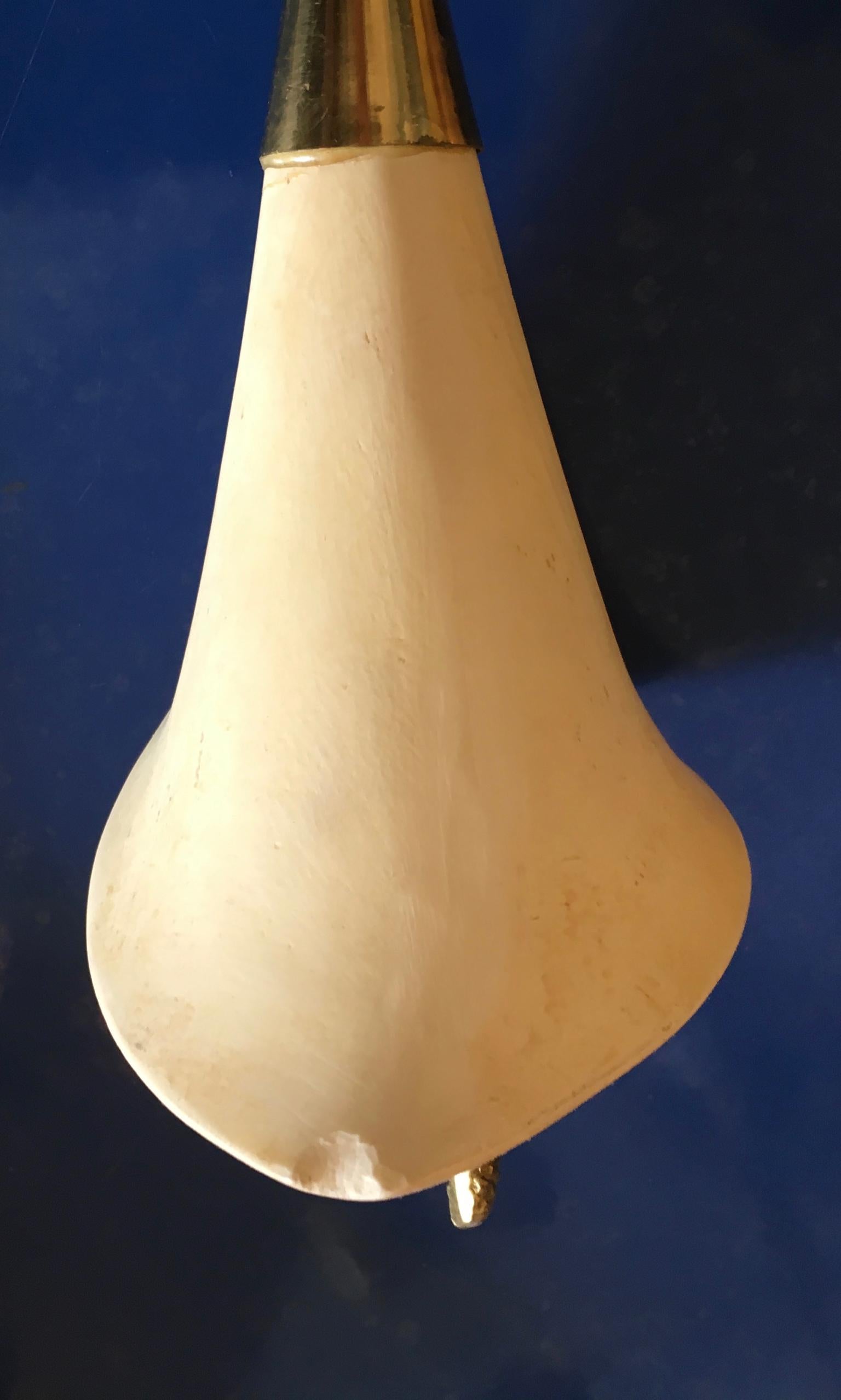 Table Light, adjustable Brass & ivory white lillies, Italy, 1960s-1970s For Sale 1