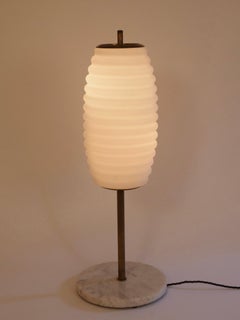 Table light brass, marble and opaline glass Italy c1950 Att. Angelo Lelii